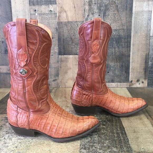 Los Altos Vintage Crocodile Western Cowboy Boots Mens 9 M - Picture 10 of 12